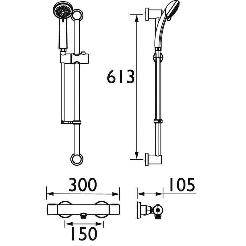 Bristan Frenzy Thermostatic Bar Mixer Shower Valve & Kit – Chrome