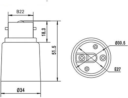 BC B22 to ES E27 Adaptor – Bayonet to Edison Screw Light Bulb Converter (Pack of 10)